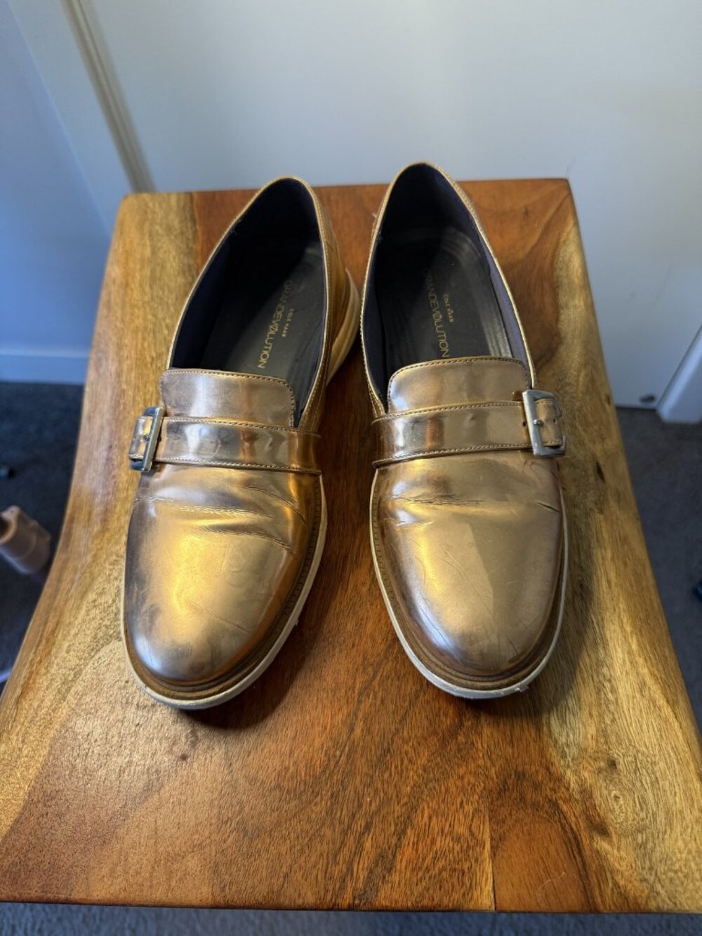 Gold Metallic Bit Loafers